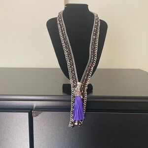 Macy's Silver and Purple Tassel Necklace